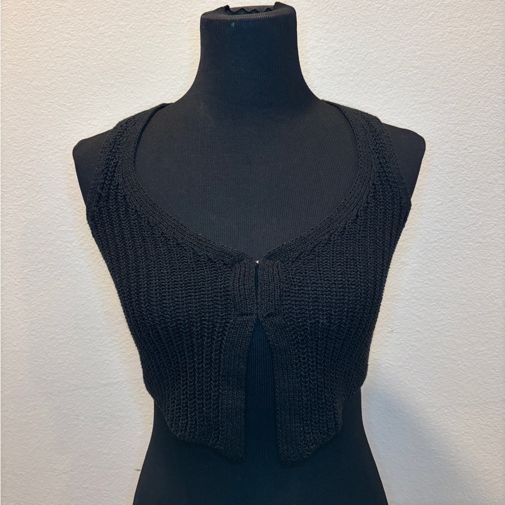 Windsor Black Knit Sleeveless Open Front Vest